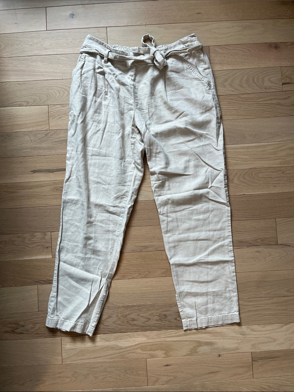 Cleo Tan linen Pants with belt buckle size medium - Picture 6 of 7